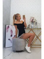 Španělská halenka s volánky černá Španělská halenka s volánky černá