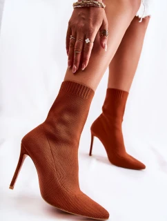 Dámské Vysoké Kozačky S Ponožkou Na Podpatku Camel Luisell