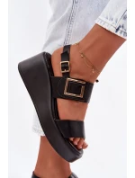 Dámské sandály na platformě s ozdobným detailem Černé Nelira