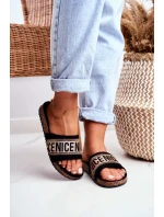 Nazouváky Na Korkové Podrážce Se Zirkony Černé-Zlaté Be Nice