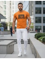 Pánské oranžové tričko s potiskem FashionStreet NX5014R
