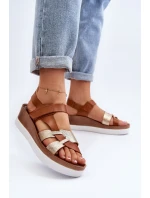 Zazoo 40397 Dámské Kožené Sandály na Platformě Hnědé