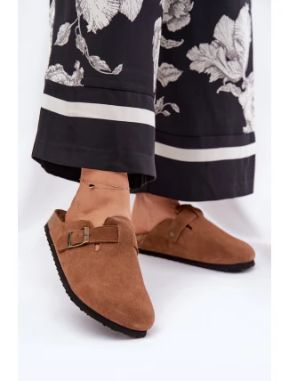 Semišové Klapky Chodaky Dámské S Přezkou Big Star RR274A387 Hnědé