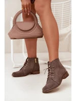 Semišové Boty Na Plochém Podpatku Tmavě Béžové Zazoo Semišové Boty Na Plochém Podpatku Tmavě Béžové Zazoo