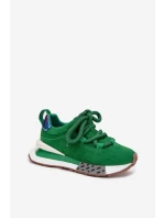 Semišové dámské tenisky na platformě s hrubým šněrováním Artiker 55C0136 zelené