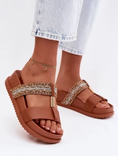 Dámské platformové sandály s pásky a zlatým detailem Camel Tahlia