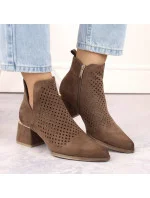 Semišové boty na podpatku Potocki W WOL213B hnědé