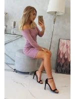 Pruhované vypasované šaty tmavě růžové