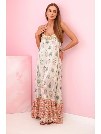 Dámské šaty na ramínka ze světlé viskózy korálový