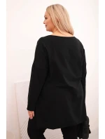 Dámská blůza Plus Size asymetrická s dlouhým rukávem černá