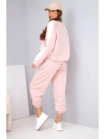 Dámský máslový komplet s lampasem a nápletem tmavý pudrový růž