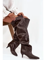 Vkládací dámské kozačky na podpatku čokoládové Ysolienne Vkládací dámské kozačky na podpatku čokoládové Ysolienne