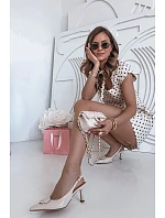 Dámské sandály na podpatku s ozdobným detailem světle béžové Mariae