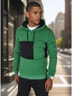 Pánská tmavě zelená mikina s kapucí FashionStreet BX5910 Pánská tmavě zelená mikina s kapucí FashionStreet BX5910