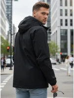 Pánská přechodná bunda s kapucí černá FashionStreet TX5133 Pánská přechodná bunda s kapucí černá FashionStreet TX5133