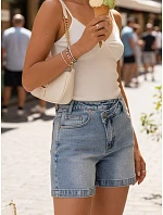 Dámské džínové šortky s vysokým pasem modré FashionStreet SY0519