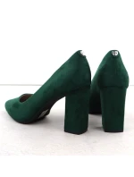 Zelené semišové lodičky na jehlovém podpatku Sergio Leone PB216