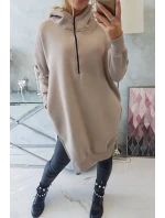 Zateplená mikina s bočními rozparky béžová Zateplená mikina s bočními rozparky béžová
