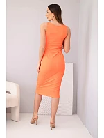 Dámské viskózové žebrované šaty na ramínkách oranžová