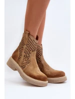 Zazoo 3470 Dámské nízké kozačky z jemného semiše s prodyšnou podrážkou Bežové