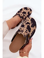 Kožené semišové pantofle Mule s přezkou v kravích skvrnách Zazoo 1905