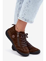 Dámské kožené semišové polobotky Cihlové Brindle Dámské kožené semišové polobotky Cihlové Brindle