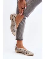 Boty Zazoo 2883 prolamované baleríny vyrobené z přírodní kůže, zlato Boty Zazoo 2883 prolamované baleríny vyrobené z přírodní kůže, zlato