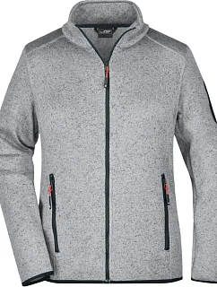 Daiber JN 761 Dámská pletená fleecová bunda 02.0761 light grey melange/red