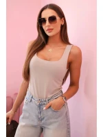 Dámská top na ramínkách s výstřihem - tmavě béžová Dámská top na ramínkách s výstřihem - tmavě béžová