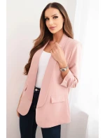 Dámská sako bez zapínání s podšívkou S/M pudrově růžová Dámská sako bez zapínání s podšívkou S/M pudrově růžová