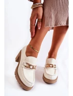 Kožené boty na sloupu se zlatým zdobením světle béžová Mikeyla