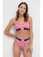 Dámské kalhotky 000QF7480E KCC růžové se srdíčky - Calvin Klein