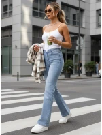 Dámské modré džíny s vysokým pasem FashionStreet UY2913