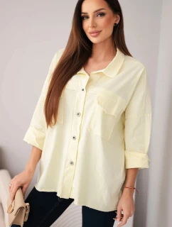Dámská bavlněná košile s kapsami žlutá