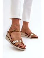 Dámské sandály na klínku s proutěním hnědé Starlenna