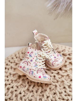 Dětské zateplené boty se zipem jednorožci béžové Tiptop