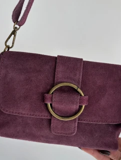 Kožená semišová malá kabelka fialová Jessel