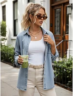 Dámská modrá džínová košile FashionStreet DY0490 Dámská modrá džínová košile FashionStreet DY0490