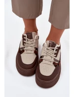 Dámské sneakersy na platformě Big Star SS274356 leopardí hnědo-bežové