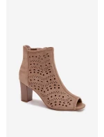 Dámské otevřené kotníkové boty na podpatku s výřezem béžové Ilavette