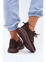 Lehké sportovní slip-on boty dámské textilní Big Star UU274055 Čokoládové Lehké sportovní slip-on boty dámské textilní Big Star UU274055 Čokoládové