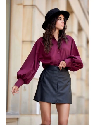 Krátká koženková sukně SPO0052 černá - Roco Fashion