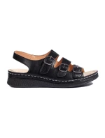 Luxusní  sandály dámské černé na klínku