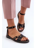 Zazoo 40378 Ploché Dámské Kožené Sandály Černé