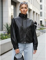 Dámská kožená bunda oversize černá FashionStreet TY5664