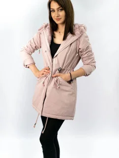 Pudrově růžová dámská bunda parka pro přechodné období (w806)