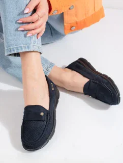 Jedinečné mokasíny Granatowy dámské bez podpatku