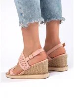 Designové sandály růžové dámské na klínku Designové sandály růžové dámské na klínku