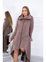Zateplené šaty s delšími stranami mocca Zateplené šaty s delšími stranami mocca