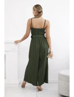 Plisovaný overal s ramínky khaki Plisovaný overal s ramínky khaki